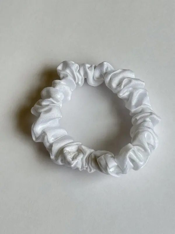 100% bamboo slim scrunchie White
