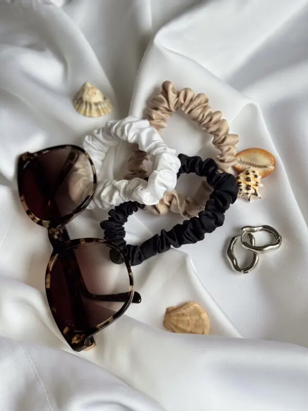 3 slim 100% bamboo scrunchies
