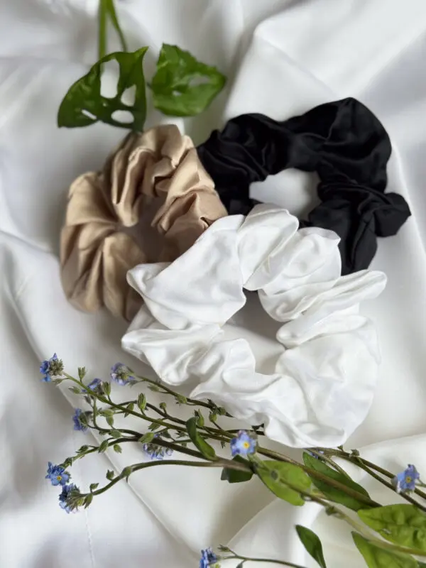 3 Classic 100% bamboo scrunchies